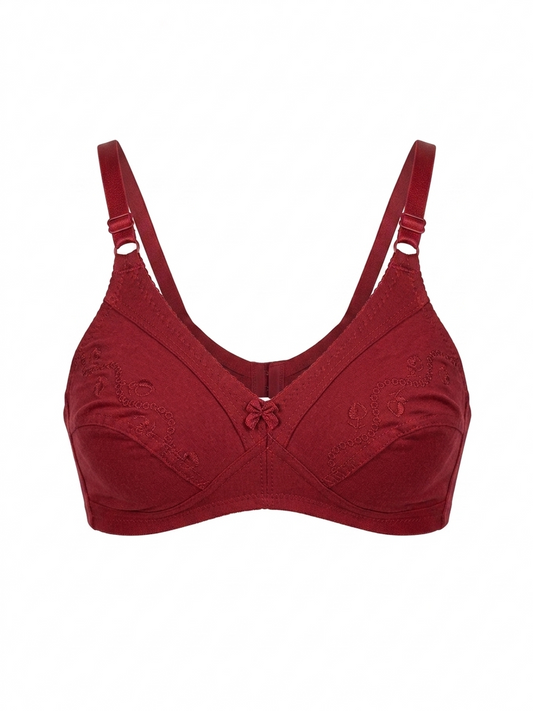 Pack of 4 Embroidery Cotton T-Shirt Bra
