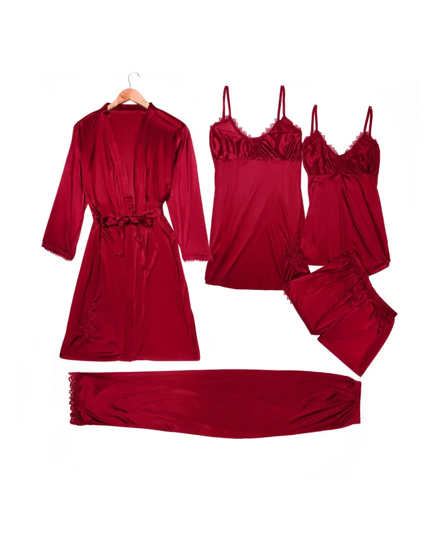 Femenica Royal Bridal Silk Nightgown Set (5pcs)