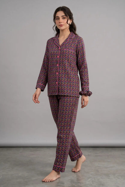 Linen Printed Lounge Set – Kaleido Weave