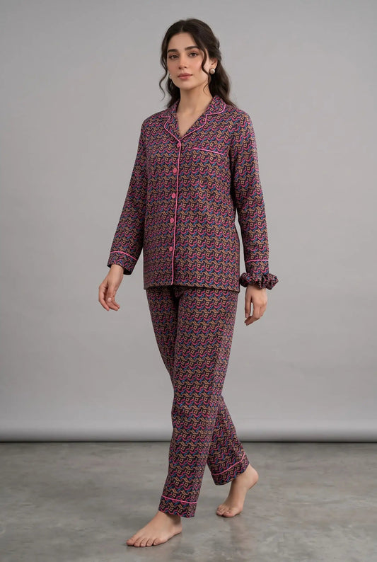 Linen Printed Lounge Set – Kaleido Weave