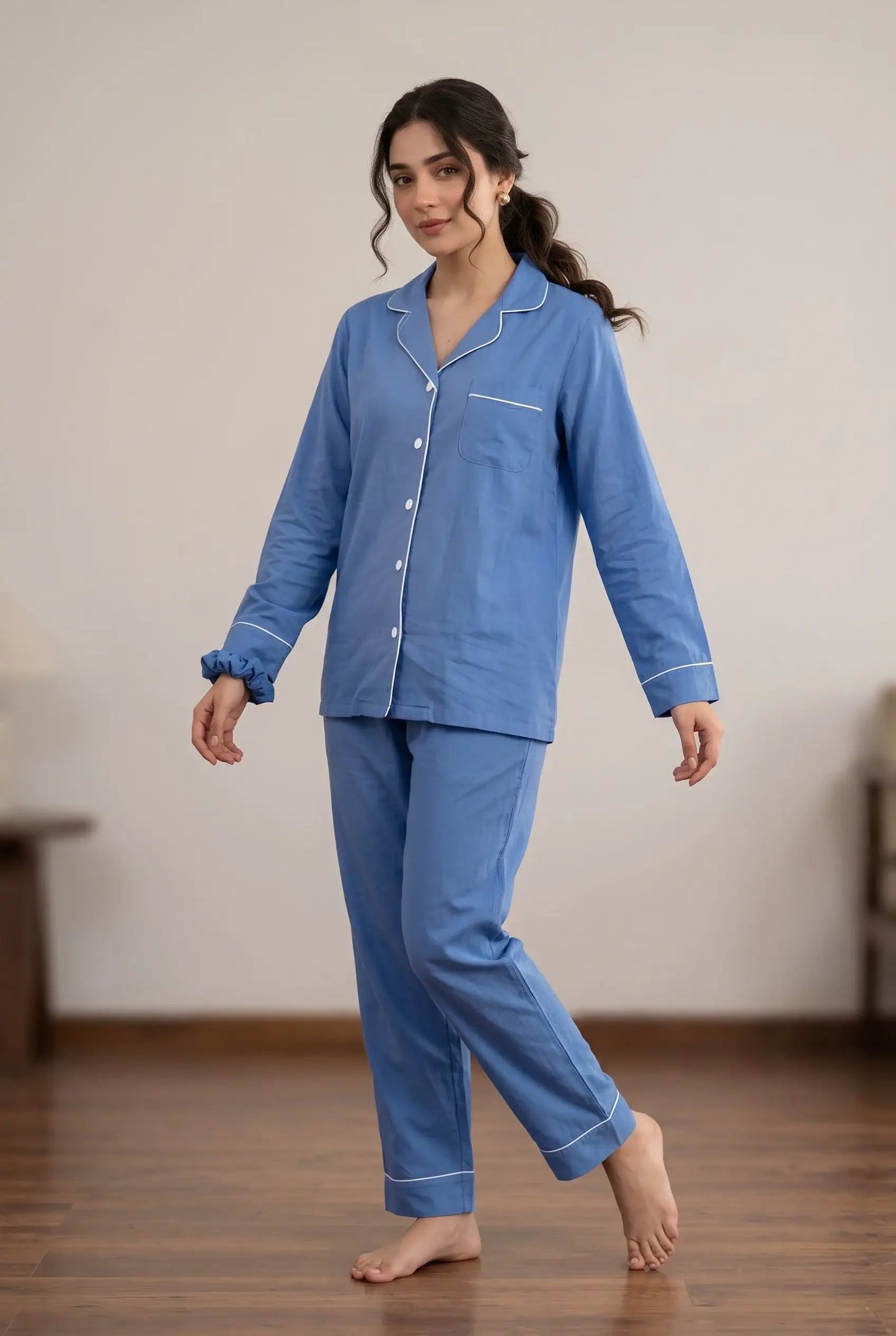 Linen Lounge Set – Sky Blue