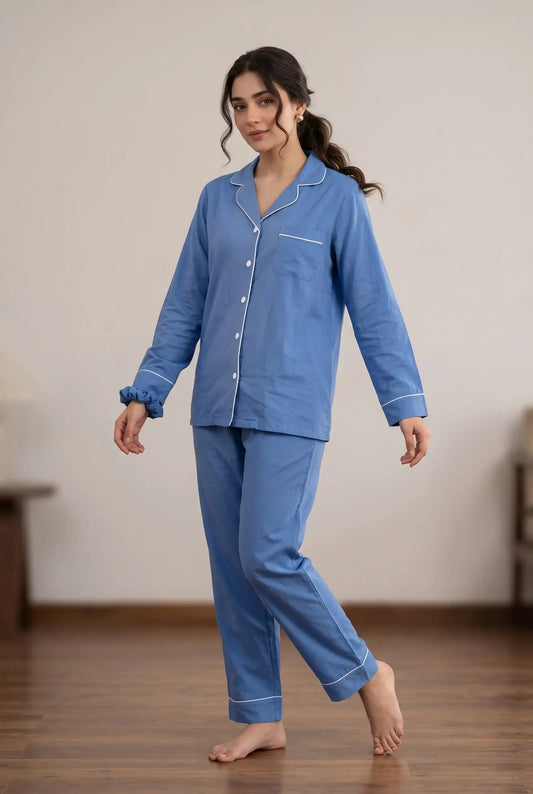 Linen Lounge Set – Sky Blue