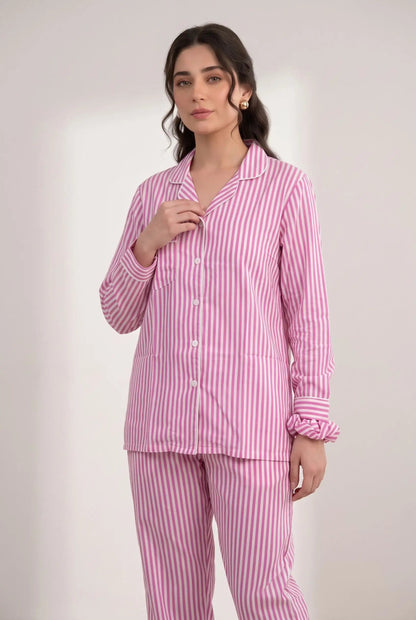 Linen Striped Lounge Set – Candy Stripe