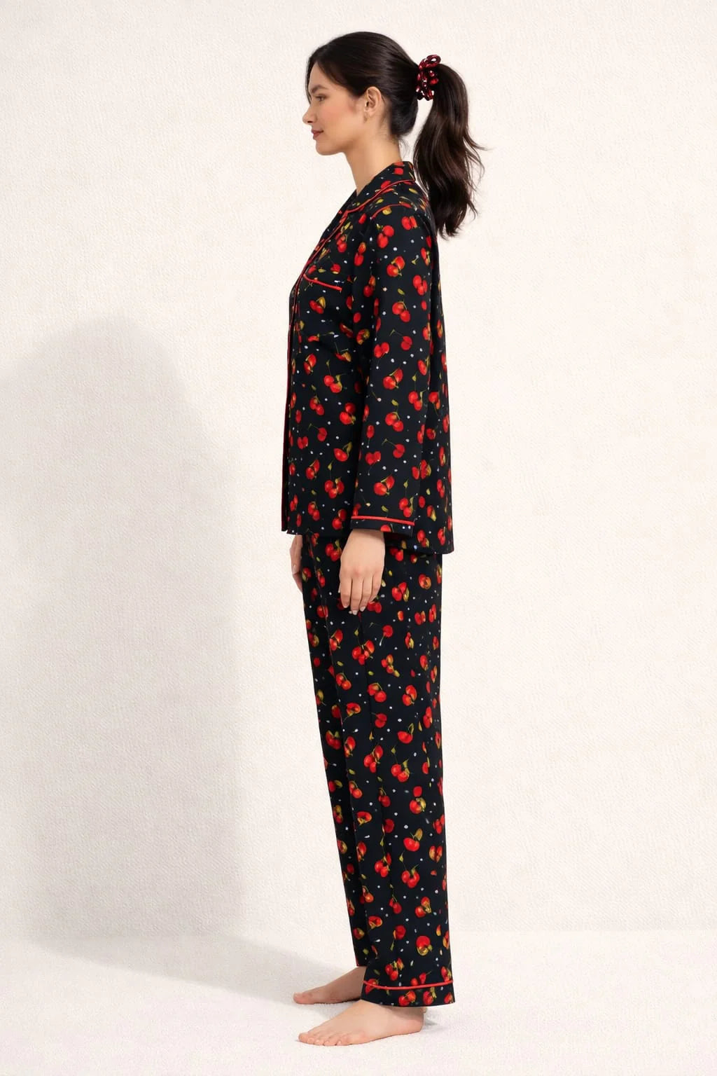 Cherry Bliss Linen Pajama Suit