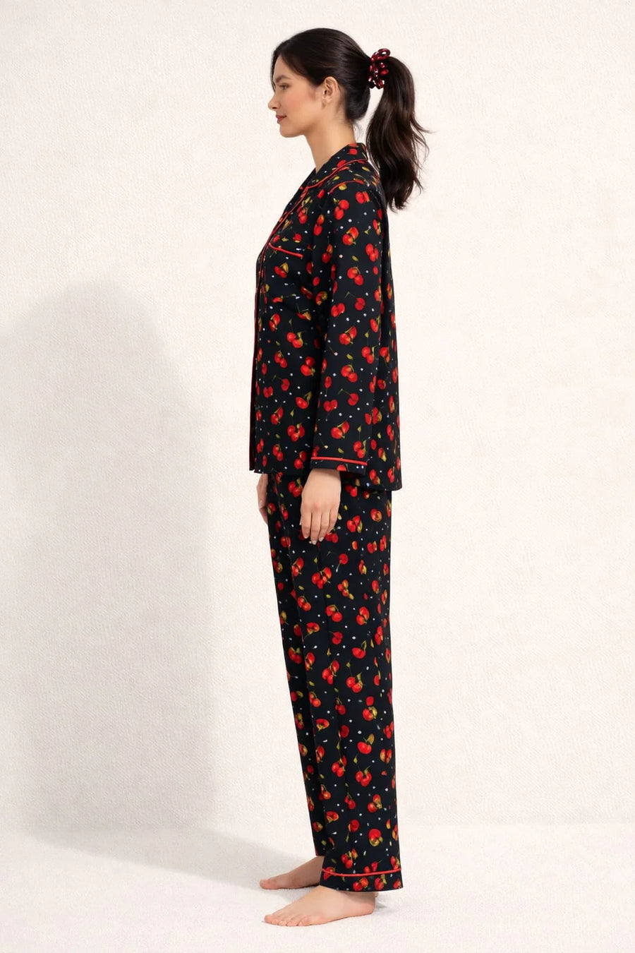 Cherry Bliss Linen Pajama Suit