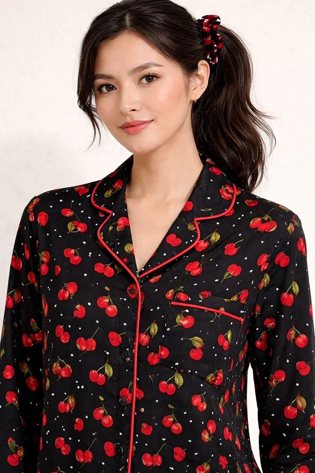 Cherry Bliss Linen Pajama Suit