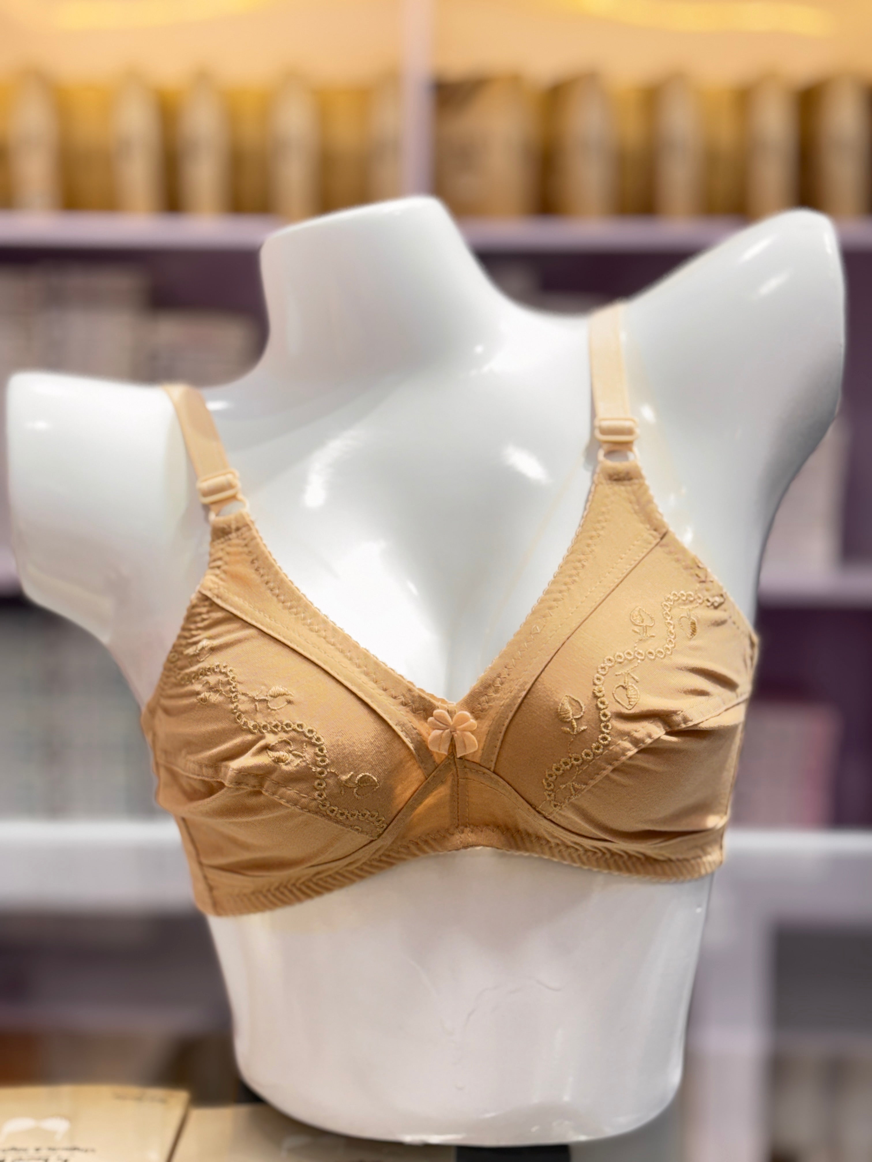 Pack of 4 Embroidery Cotton T-Shirt Bra
