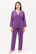 Laced Sleeves Silk Pajama Suit