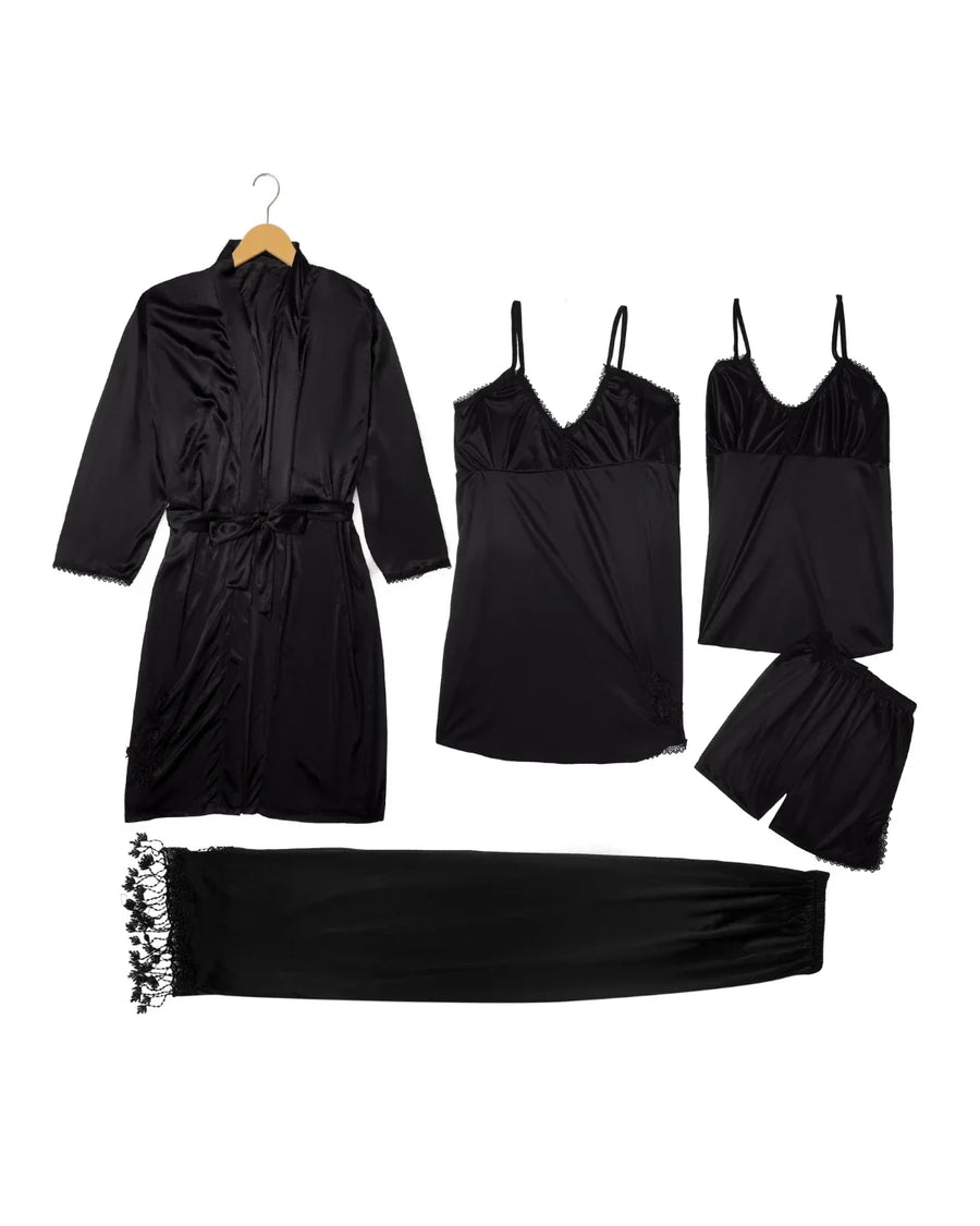 Femenica Royal Bridal Silk Nightgown Set (5pcs)