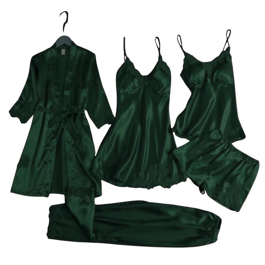 Femenica Royal Bridal Silk Nightgown Set (5pcs)