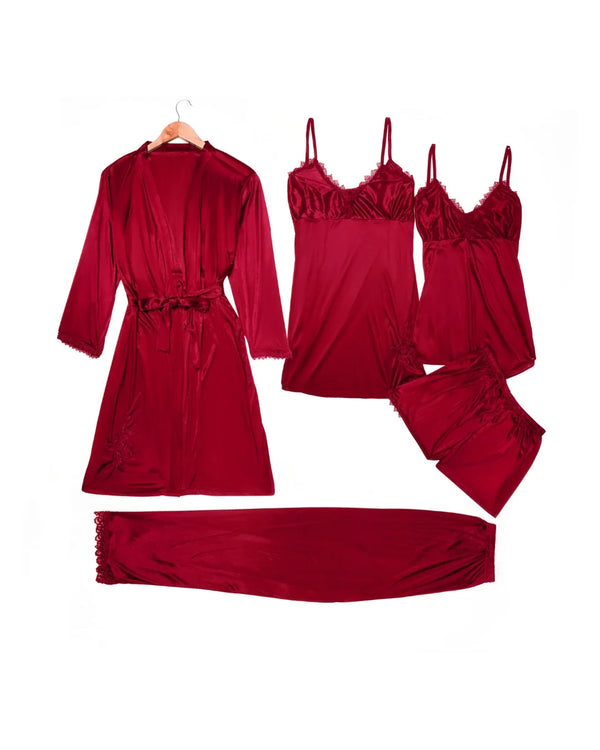 Femenica Royal Bridal Silk Nightgown Set (5pcs)