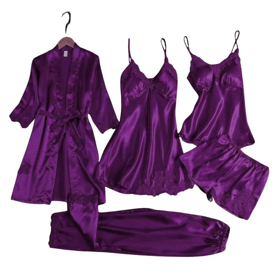 Femenica Royal Bridal Silk Nightgown Set (5pcs)