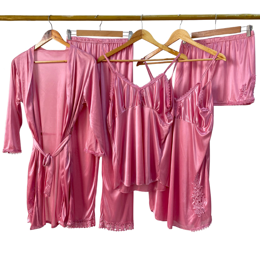 Femenica Royal Bridal Silk Nightgown Set (5pcs)