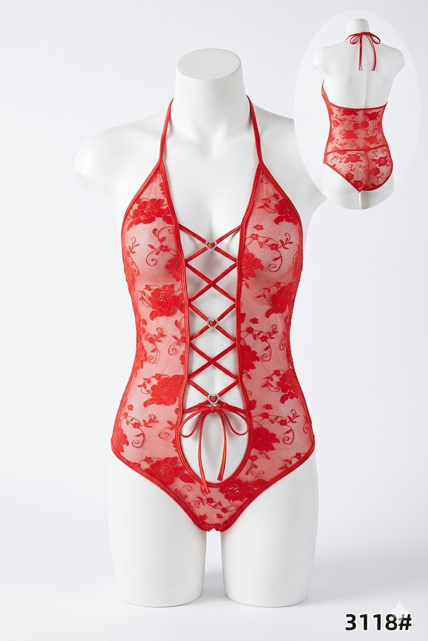 Sexy Criss-Cross Lace Teddy Lingerie for Women Intimate Wear