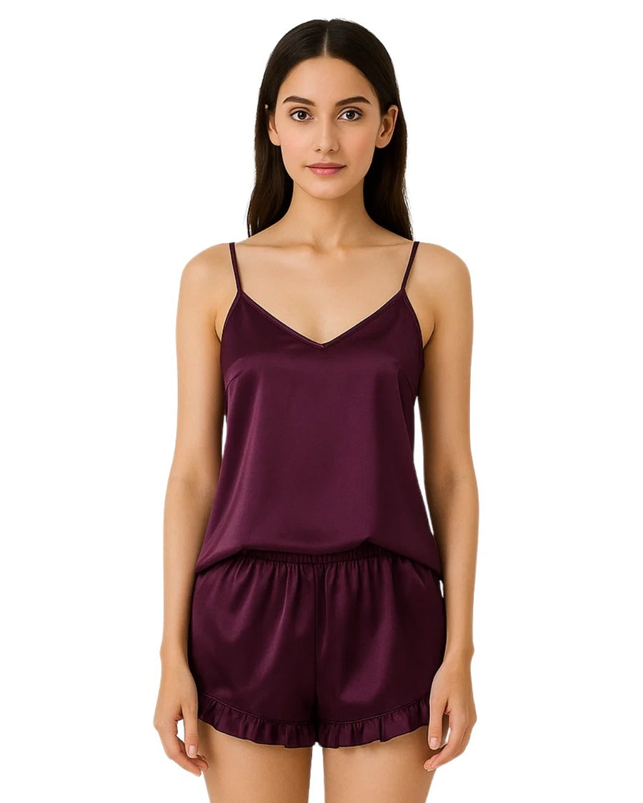 Silk Camisole & Shorts Night Wear Set