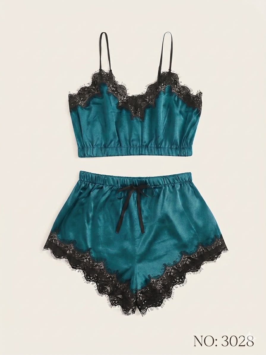 Silk Lace 2 Pcs Set Crop Top