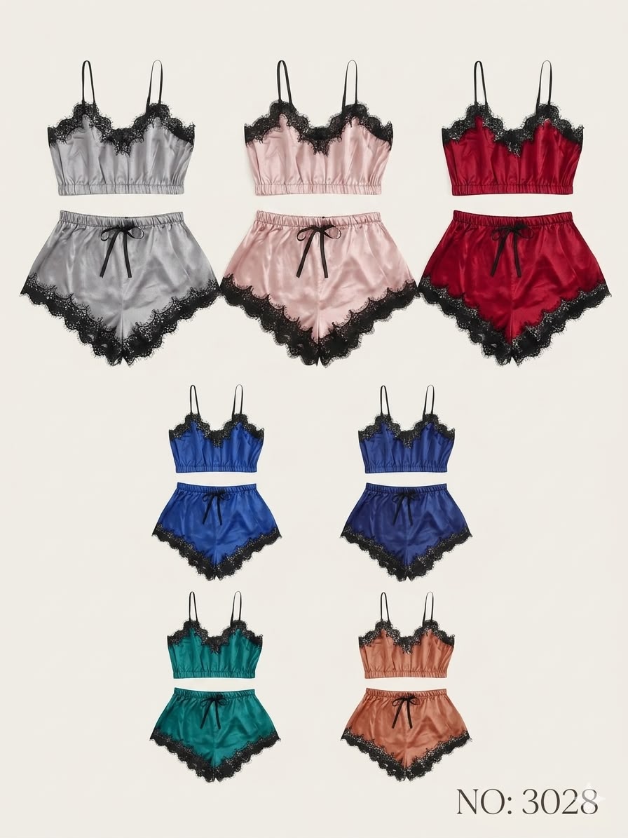 Silk Lace 2 Pcs Set Crop Top