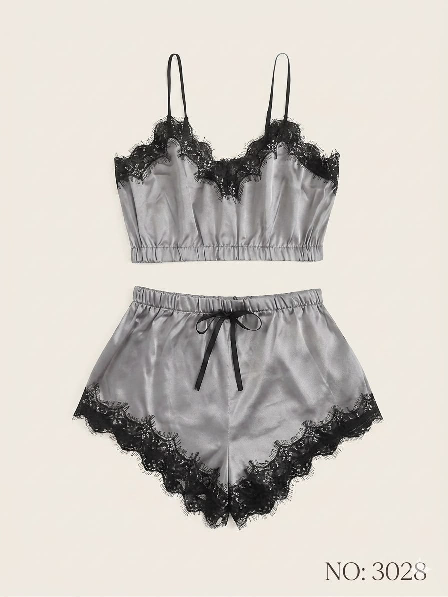 Silk Lace 2 Pcs Set Crop Top