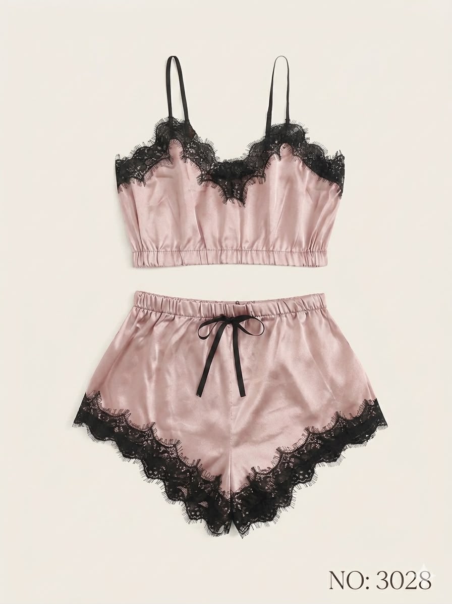Silk Lace 2 Pcs Set Crop Top
