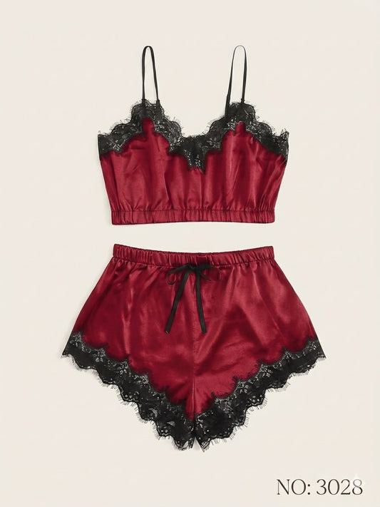 Silk Lace 2 Pcs Set Crop Top