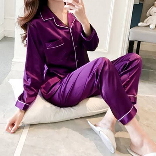 Silk Shirt Trouser Night Wear Set