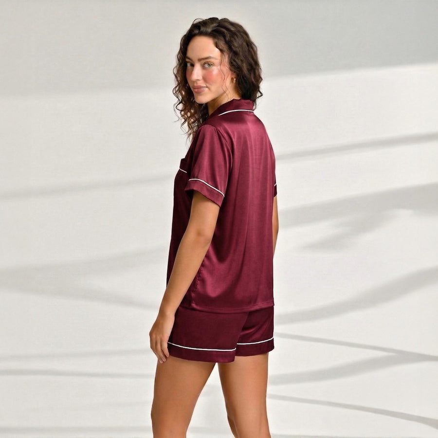 Silk Shirt & Short Night Wear Set