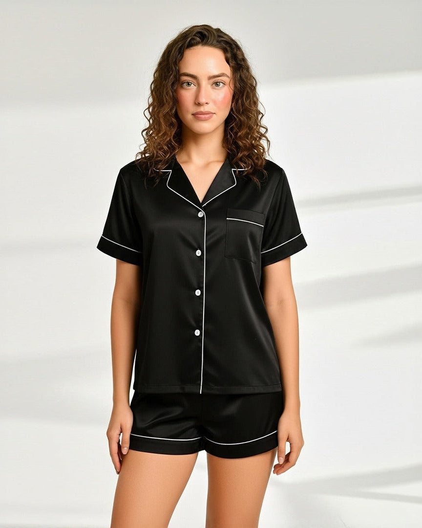Silk Shirt & Short Night Wear Set