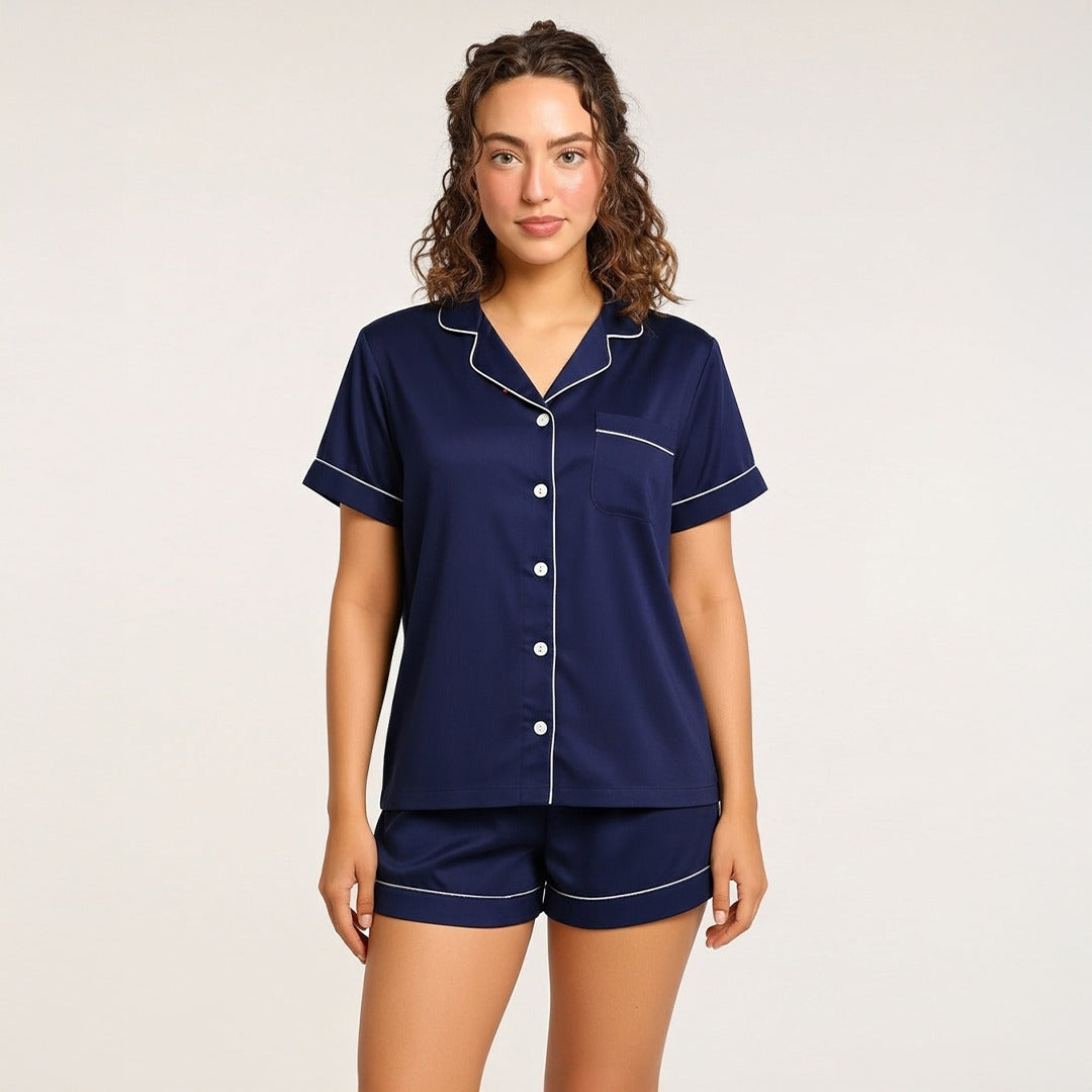 Silk Shirt & Short Night Wear Set